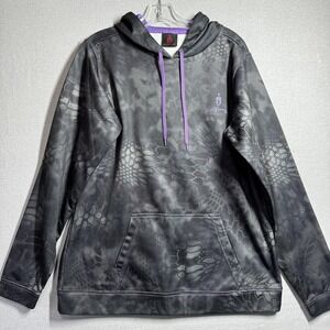 Kryptek Hoodie Womens XL Gray Camo Fleece Lined Pullover Hunting Spartan Logo